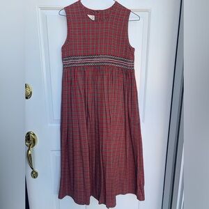 Strasburg smocked red plaid dress